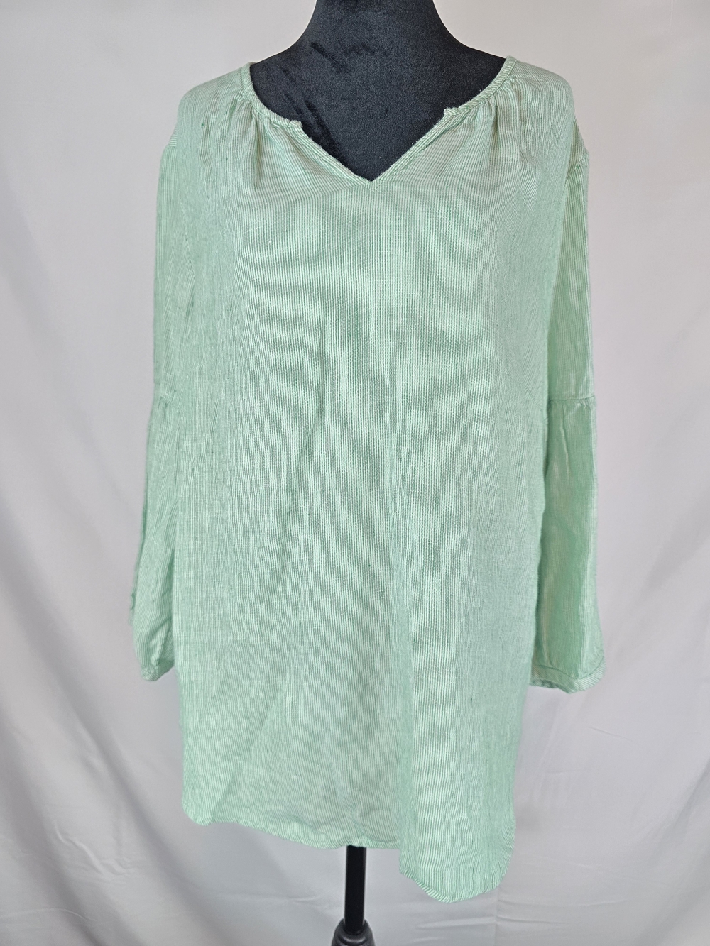Talbots Mint Green V-Neck Long Sleeve Linen Tunic